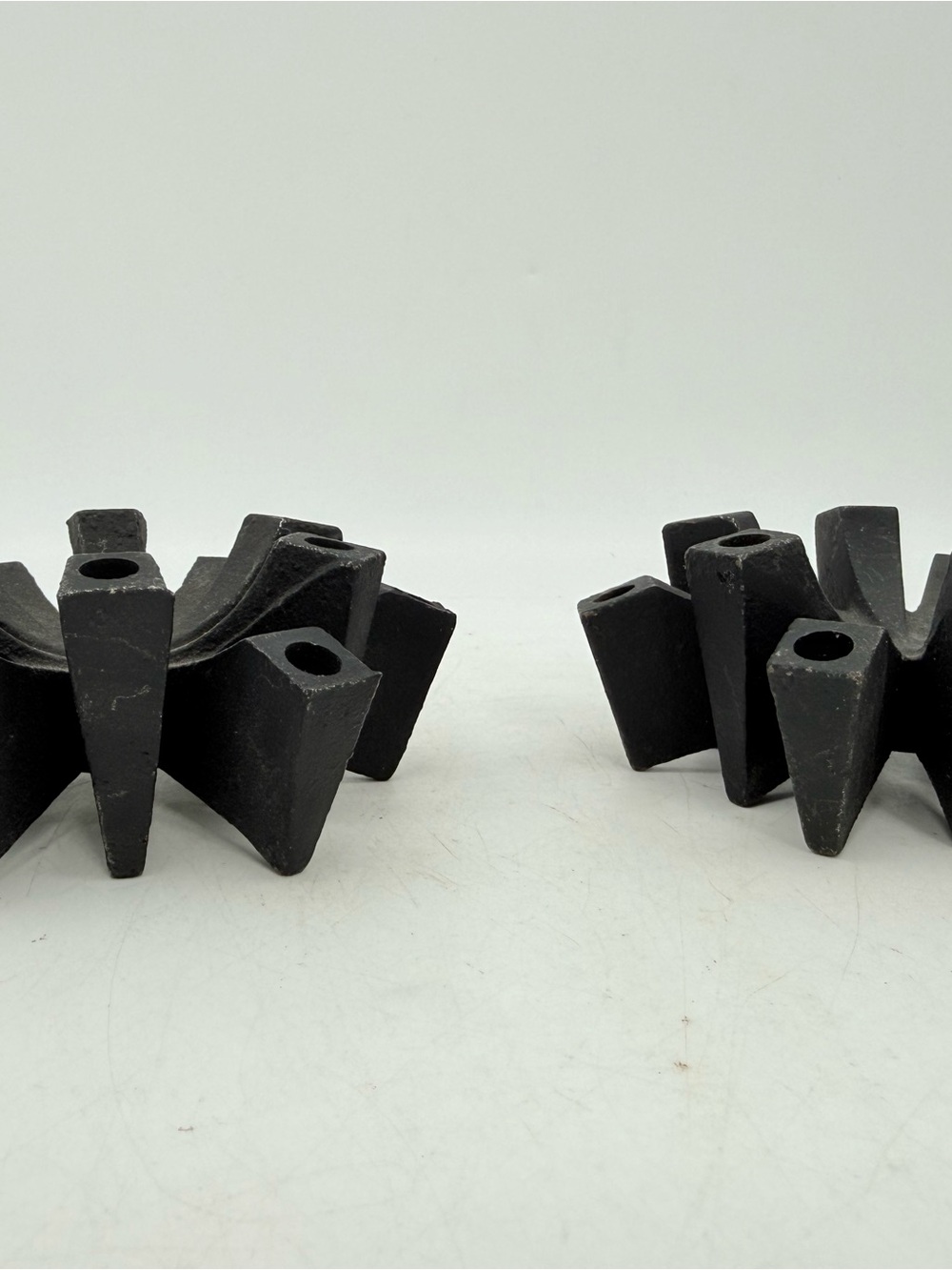 Handcrafted Black Geometric Iron Candlestick Holder Set - Home Art - Picture 6 of 10